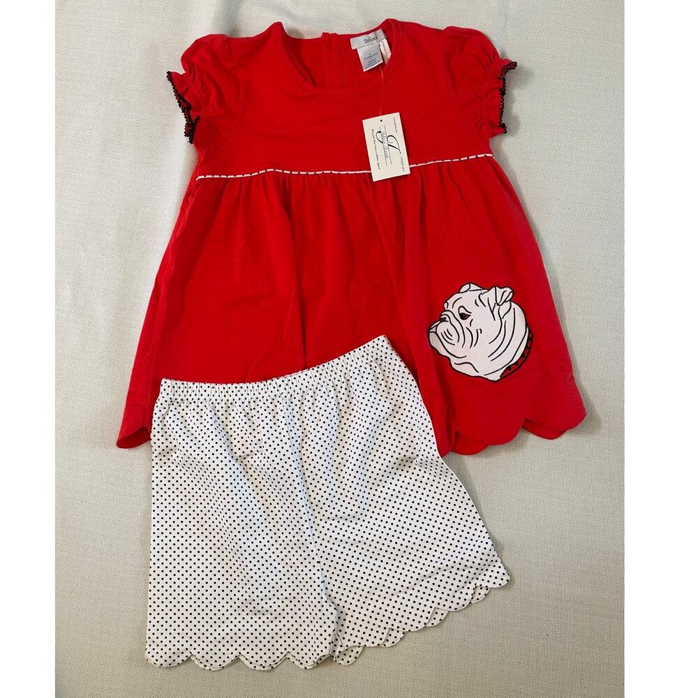 Ishtex Bulldog Applique 2pc Shorts‎ set NWT size 10